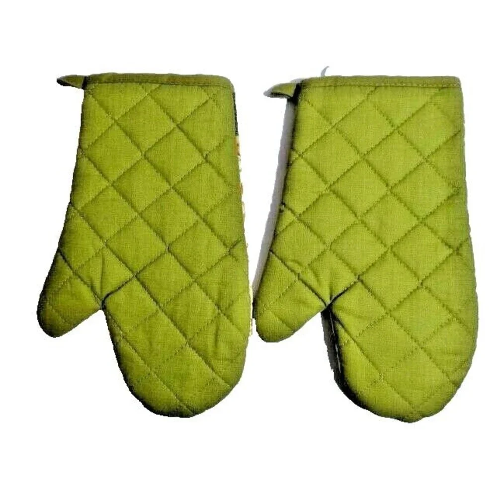 Autumn Leaves Berries Oven Mitts 2-Pc Kitchen Fall Holiday Cotton Polyester Gift